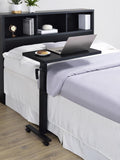 Coaster 315856 3 pc Westpark black finish wood adjustable height slide under over bed C tray table with casters
