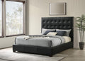 Medley Black Genuine Leather Tufted Queen Platform Bed – 315911BLKQ