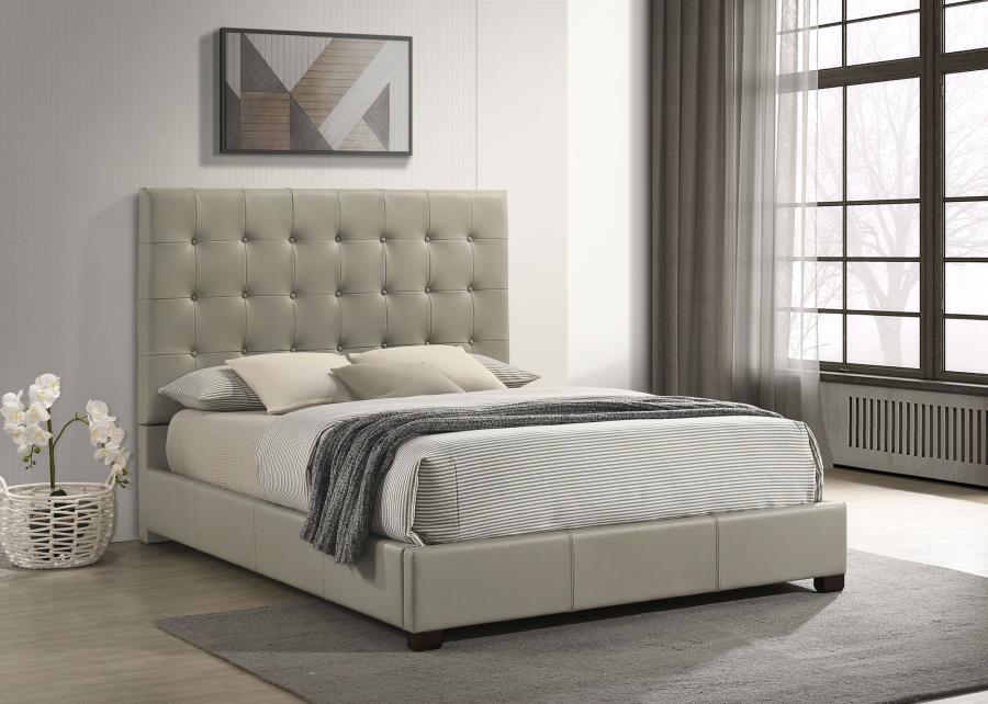 Medley Tan Genuine Leather Tufted Queen Platform Bed – 315911TANQ