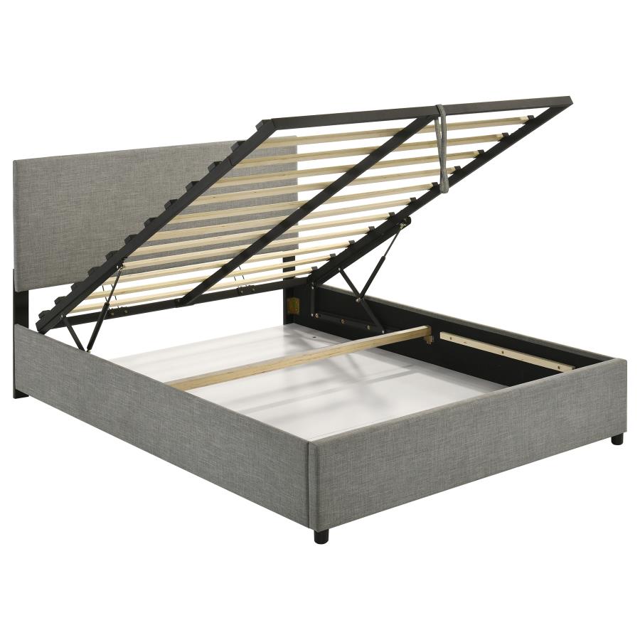 Reeves Grey Upholstered Queen Lift-Up Storage Bed – 315918GRYQ