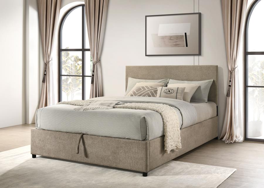 Reeves Tan Upholstered Queen Lift-Up Storage Bed – 315918TANQ