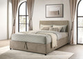 Reeves Tan Upholstered Queen Lift-Up Storage Bed – 315918TANQ