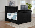 Coaster 315945Q Centergrove black wide corduroy upholstered TV lift footboard queen bed