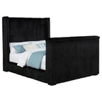 Coaster 315945Q Centergrove black wide corduroy upholstered TV lift footboard queen bed