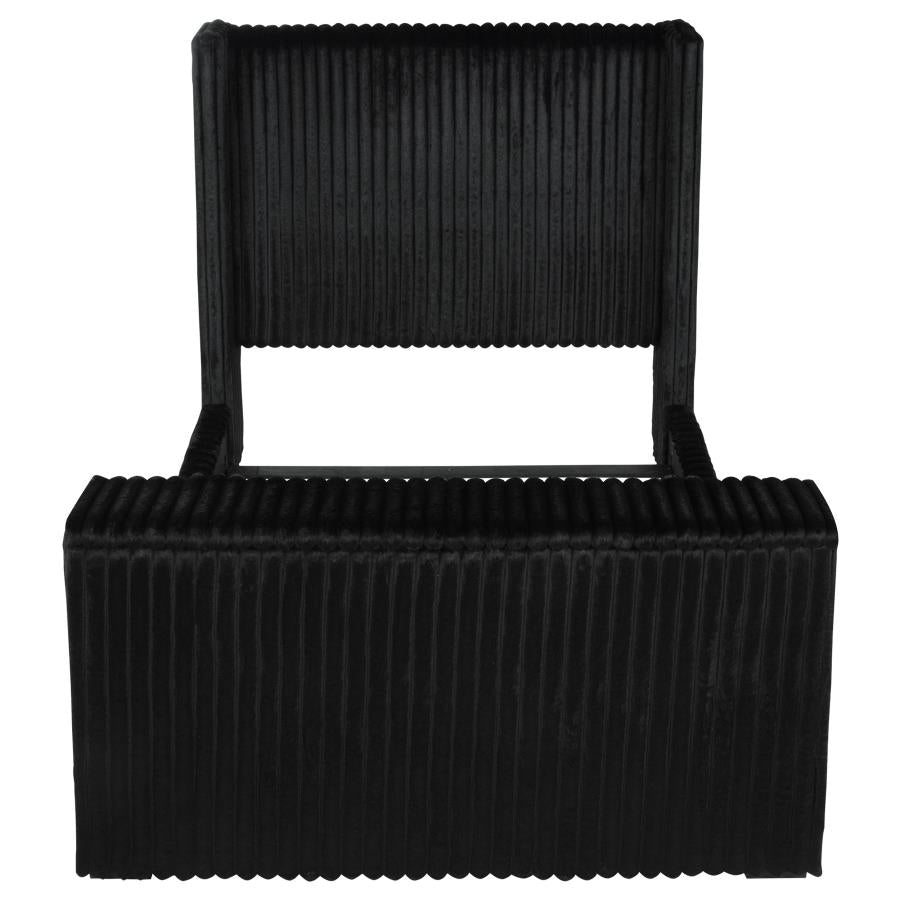 Coaster 315945Q Centergrove black wide corduroy upholstered TV lift footboard queen bed