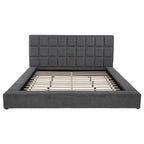 Coaster 315948GRYQ Dreux dark grey fabric upholstered flip up LED lighting with fold down cupholder in headboard queen bed