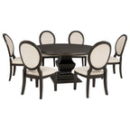 Coaster 109230-S7 7 pc Twyla dark cocoa finish wood 60" round dining table set rounded edge