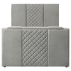 Coaster 315994Q Tara grey velvet upholstered diamond pattern TV lift footboard queen bed