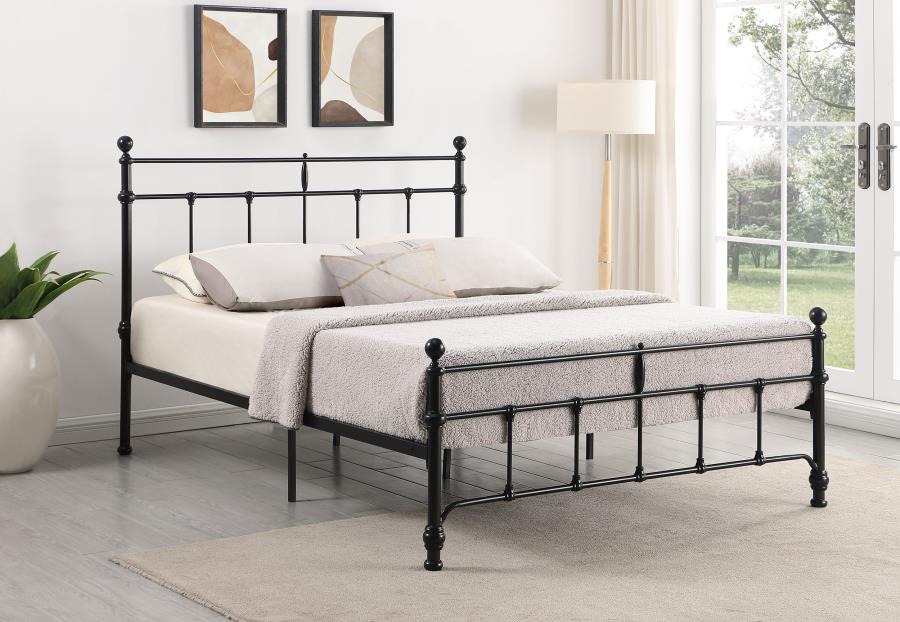 Coaster 316001Q Novak vertical slat matte black finish metal vintage design platform queen bed frame