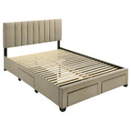 Coaster 316010Q Wheatland light brown finish fabric queen bed frame with storage drawers