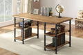 Homelegance 3228-15 Factory rustic poplar finish wood and rustic black metal frame office writing desk with shelves