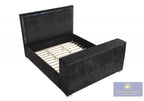 Best Master Lumora Black Tufted Fabric Queen Bed with TV Lift, Fireplace & LED Headboard – YY141