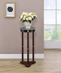 Coaster 3315 Charlton home shoshoni merlot finish wood green round marble top plant stand chair side end table