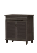 Adalwin Espresso Wood Louvered Shoe Cabinet with Turned Legs – 3340-ESP