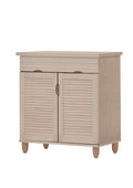 Asia Direct  3340-NA Baxton studio adalwin natural finish wood louvered design front panels with turned legs shoe cabinet