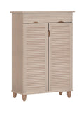 Adalwin Natural Wood Tall Louvered Shoe Cabinet with Turned Legs – 3341-NA