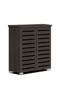 Asia Direct  3342-ESP Baxton studio adalwin Espresso finish wood wide louvered design front panels shoe cabinet