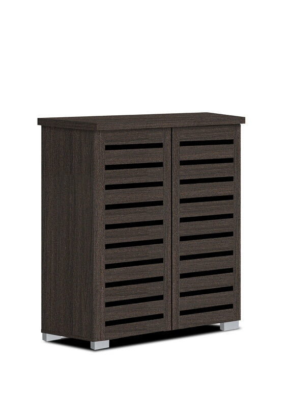 Asia Direct  3342-ESP Baxton studio adalwin Espresso finish wood wide louvered design front panels shoe cabinet
