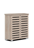 Asia Direct  3342-NA Baxton studio adalwin Natural finish wood wide louvered design front panels shoe cabinet