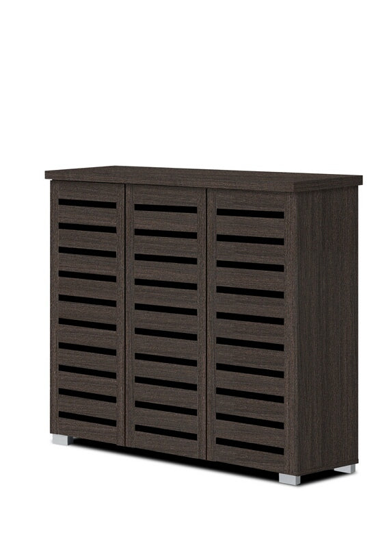 Adalwin Espresso Wood Extra-Wide Louvered Shoe Cabinet – 3343-ESP