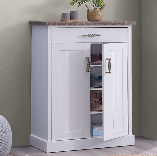 Asia Direct  3347 White finish wood country style front panels with drawer tall shoe storage cabinet
