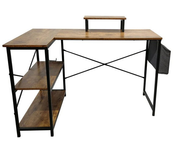 3351 Laur?¿l foundry modern farmhouse antique nutmeg finish wood with black metal frame writing desk