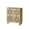 Floral Oak Wood Shoe Cabinet with 2 Drawers – 3362