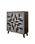 Geometric Pattern Walnut Wood Shoe Cabinet with 2 Drawers – 3364