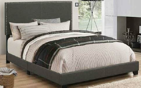 Coaster 350061Q Zipcode design amesbury charcoal fabric queen size bed set with nail head trim