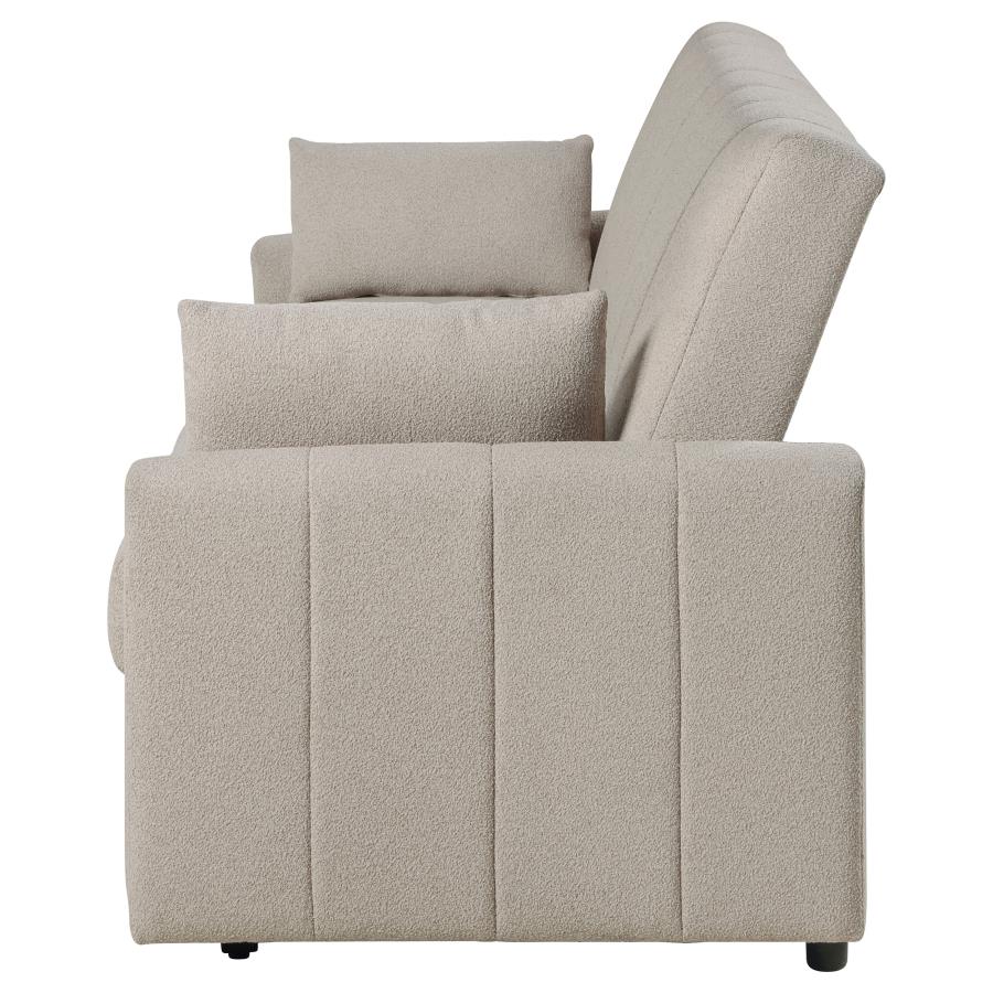 Coaster Portland Latte Boucle Fabric Fold Down Pop Up Sleeper Sofa Bed – 350142