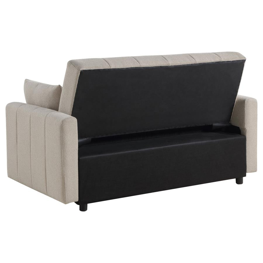 Coaster Portland Latte Boucle Fabric Fold Down Pop Up Sleeper Sofa Bed – 350142