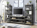 Homelegance 35800-62-3PC 3 pc Fairhope black metal frame faux marble shelves tv entertainment center 62" tv stand with side piers