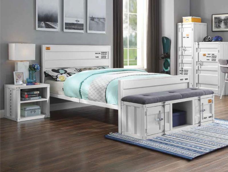 Acme 35900T Transport cargo container style white metal kids twin bed