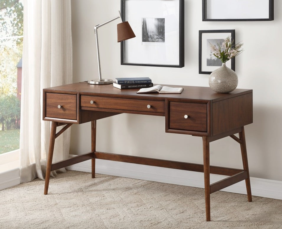 Homelegance 3590-15 Frolic brown wood finish mid-century modern office writing desk with drawers