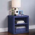 Acme 35937 Transport cargo container style blue metal kids nightstand end table with USB