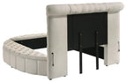 Coaster 360111Q Sonya ivory boucle fabric tufted headboard round storage queen bed set with USB ports