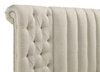 Coaster 360111Q Sonya ivory boucle fabric tufted headboard round storage queen bed set with USB ports