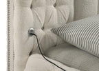 Coaster 360111Q Sonya ivory boucle fabric tufted headboard round storage queen bed set with USB ports