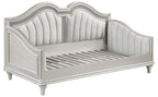 Coaster 360121 Evangeline silver oak finish wood ivory fabric tufted daybed faux diamond accents