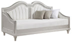 Coaster 360121 Evangeline silver oak finish wood ivory fabric tufted daybed faux diamond accents