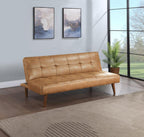 Jenson Saddle Brown Leatherette Convertible Futon Folding Sofa Bed – 360234