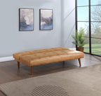 Jenson Saddle Brown Leatherette Convertible Futon Folding Sofa Bed – 360234
