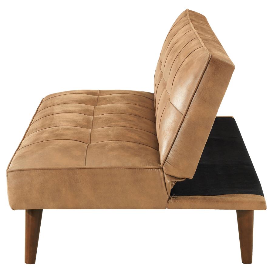 Jenson Saddle Brown Leatherette Convertible Futon Folding Sofa Bed – 360234