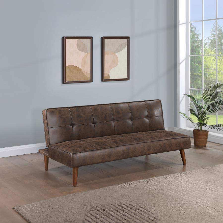 Jenson Dark Coffee Leatherette Convertible Futon Folding Sofa Bed – 360237