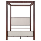 Coaster 360331Q Zimmerlee bronze metal finish canopy frame and beige linen like fabric padded queen canopy bed