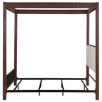 Coaster 360331Q Zimmerlee bronze metal finish canopy frame and beige linen like fabric padded queen canopy bed