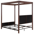 Coaster 360331Q Zimmerlee bronze metal finish canopy frame and beige linen like fabric padded queen canopy bed