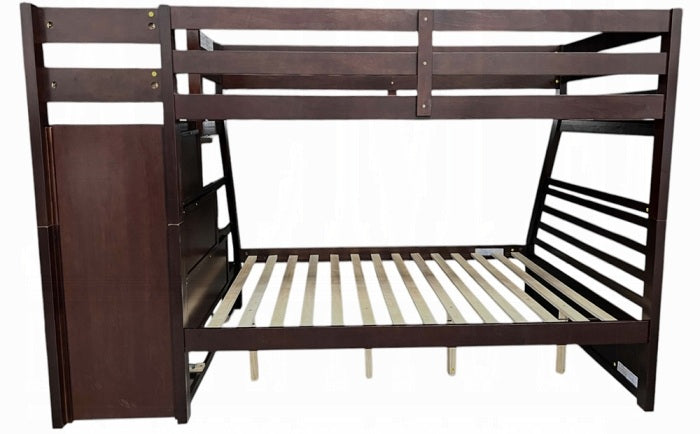 Acme 37015 Harriet bee freeport jason espresso finish wood twin over full bunk bed set stair case drawers trundle