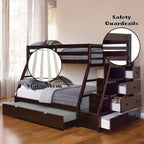 Acme 37015 Harriet bee freeport jason espresso finish wood twin over full bunk bed set stair case drawers trundle