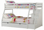 Acme 37105 Harriet bee freeport jason white finish wood twin over full bunk bed set stair case drawers with trundle